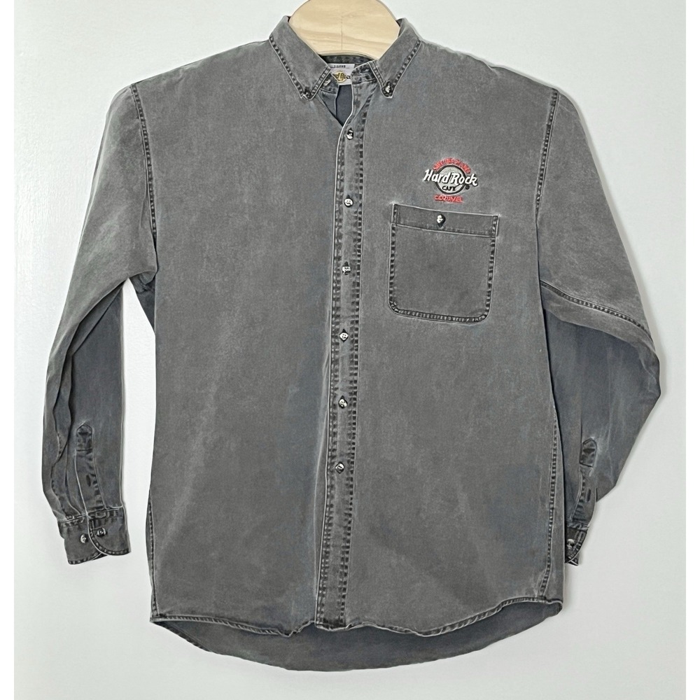 Vintage Hard Rock Cafe Button Down Shirt Mens Large Gray Cozumel 2000s Nostalgia